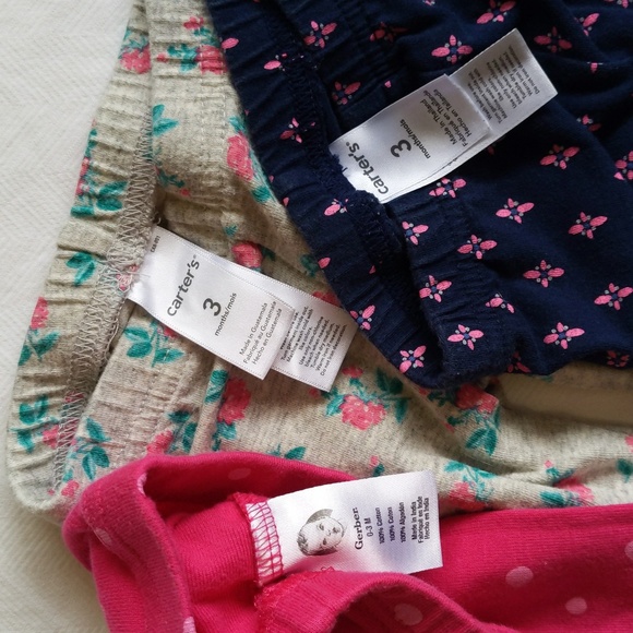 mixed brands 3-pack leggings bundle 3 months baby girl - Picture 2 of 11